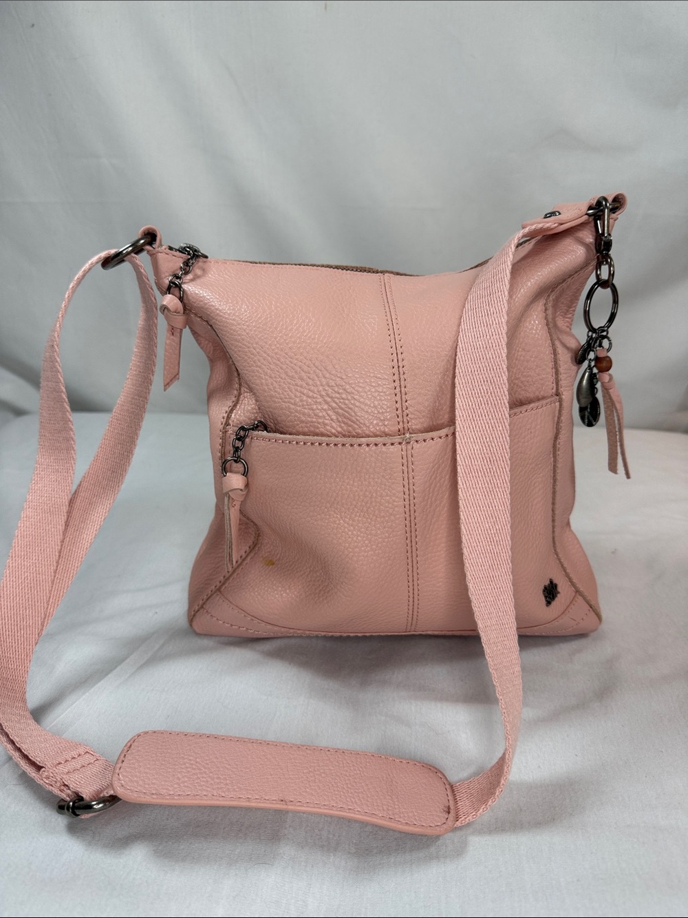The Sak Pink Lucia Petal Pink Leather Crossbody Shoulder Bag Adjustable Strap